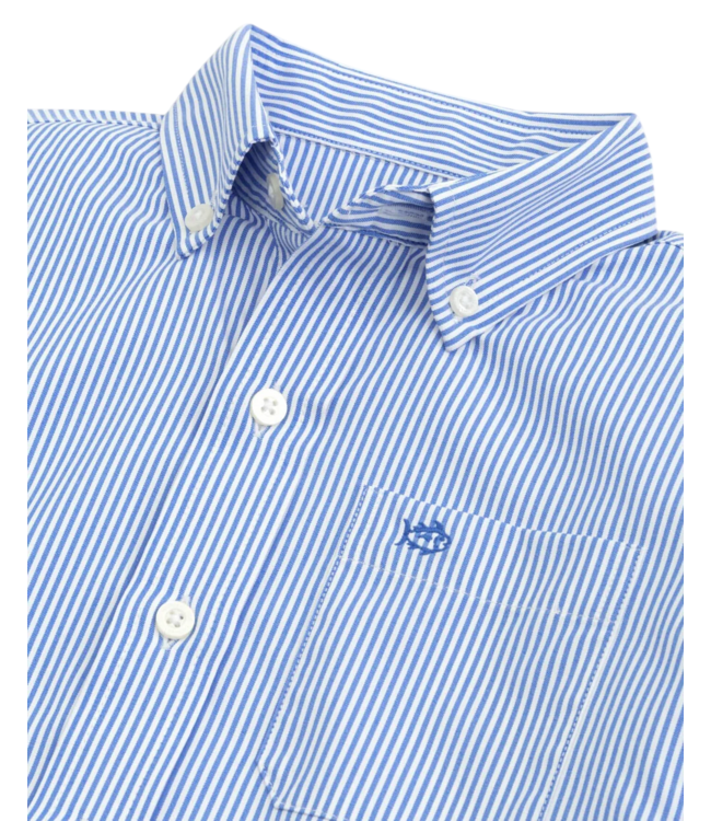 Southern Tide Cobalt Blue L/S Bengal Stripe Sportshirt
