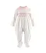 Rachel Riley White/Pink Smocked Babygro