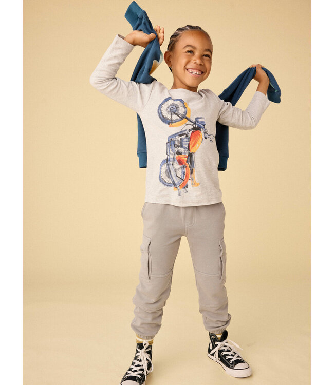 Tea Collection Lt. Grey Motor Bike Graphic Tee