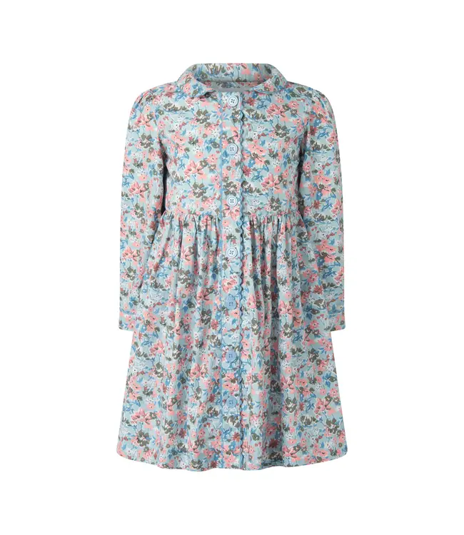 Rachel Riley Blue Floral Button Front L/S Dress