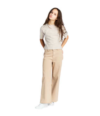tractr Khaki High Rise Flat Front Wide Leg Crop with Raw Hem Pants