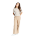 Khaki High Rise Flat Front Wide Leg Crop with Raw Hem Pants