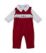 Kissy Kissy Red/White CLB Holiday 25 Smocked Overall Set