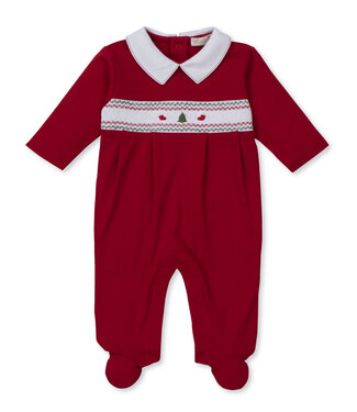 Kissy Kissy Red CLB Holiday 25 Smocked Footie - Tree