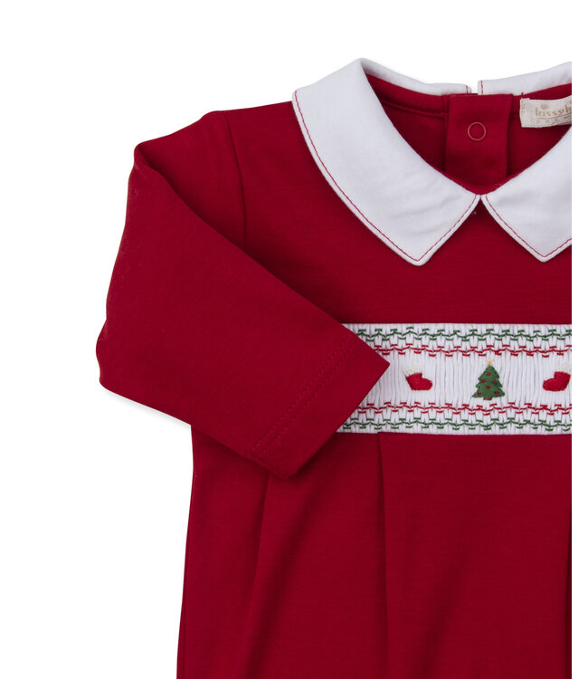 Kissy Kissy Red CLB Holiday 25 Smocked Footie - Tree