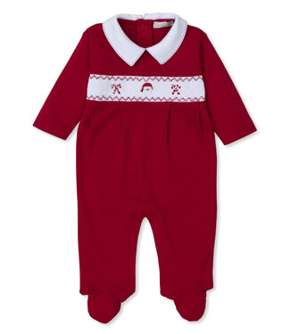 Kissy Kissy Red CLB Holiday 25 Smocked Footie - Santa