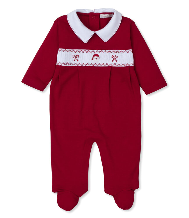 Kissy Kissy Red CLB Holiday 25 Smocked Footie - Santa