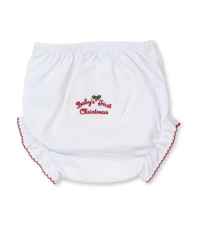 Kissy Kissy White/Red Baby's First Christmas Diaper Cover