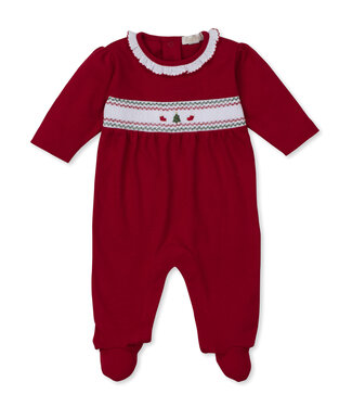 Kissy Kissy Red Girls CLB Holiday 25 Smocked Footie - Tree