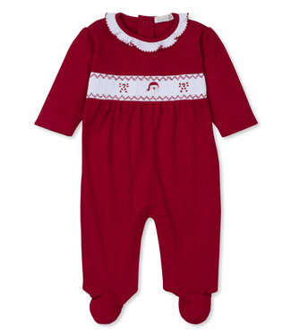 Kissy Kissy Red Girls CLB Holiday 25 Smocked Footie - Santa