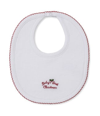 Kissy Kissy White/Red Baby's First Christmas Bib