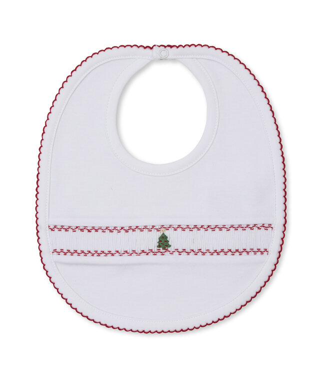 Kissy Kissy White/Red CLB Holiday 25 Hand Smocked Bib