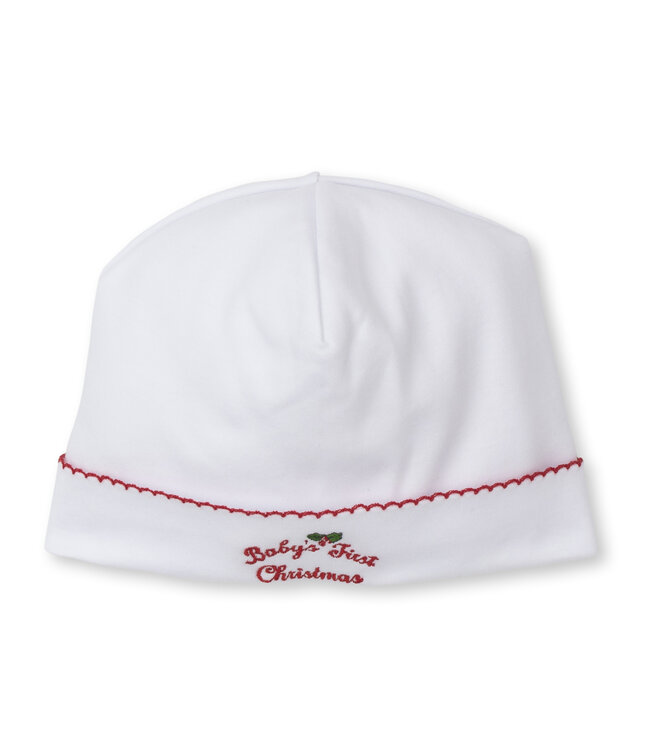 Kissy Kissy White/Red Baby's First Christmas Hat