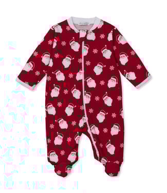 Kissy Kissy Red Smiling Santas Footie w/ Zip