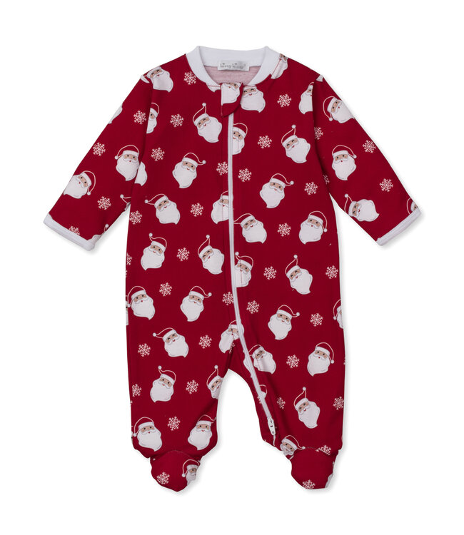 Kissy Kissy Red Smiling Santas Footie w/ Zip
