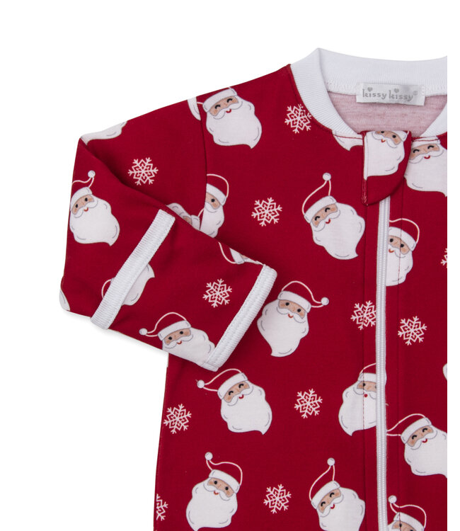 Kissy Kissy Red Smiling Santas Footie w/ Zip