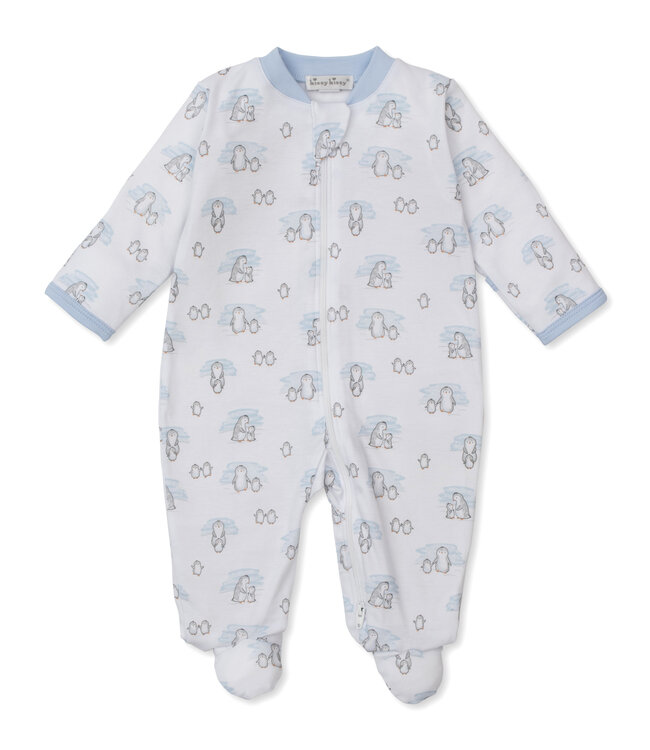 Kissy Kissy Blue Snow Happy Penguins Footie w/Zip