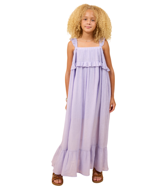 Sadie & Sage Lavender Takes Time Ruffle Trim Maxi Dress