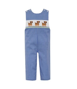 Anavini Royal Blue Gingham Puppies Long Jon Jon