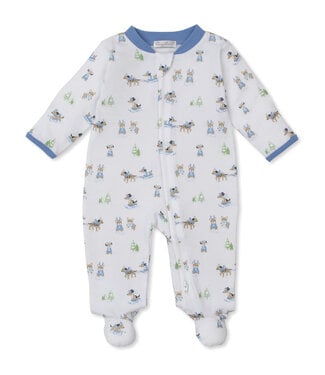 Kissy Kissy Blue Puppy's Sleigh Riding Fun Footie w/ Zip