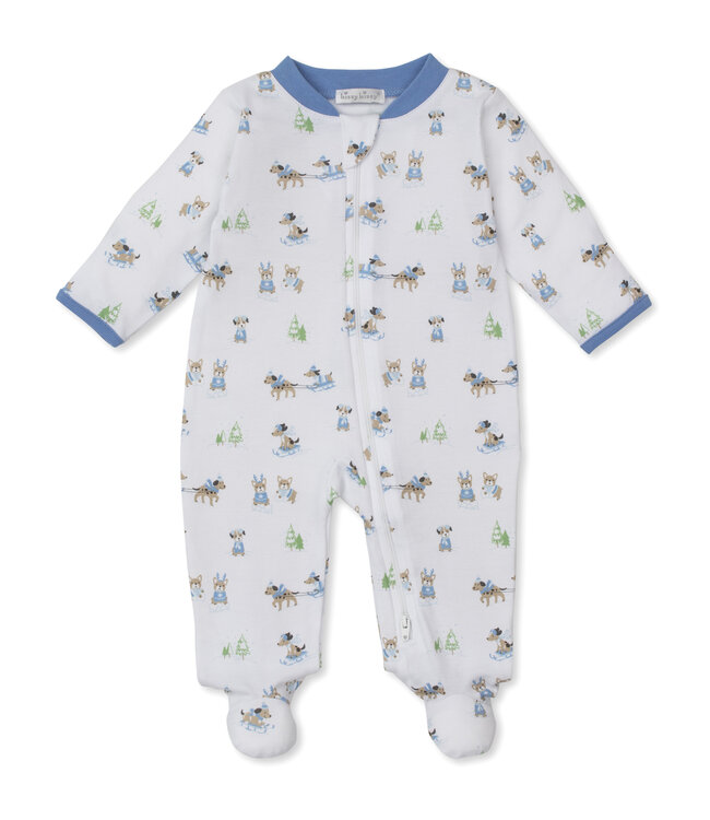 Kissy Kissy Blue Puppy's Sleigh Riding Fun Footie w/ Zip