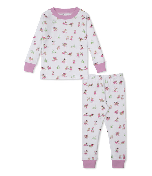 Kissy Kissy Pink Puppy's Sleigh Riding Fun PJ Set