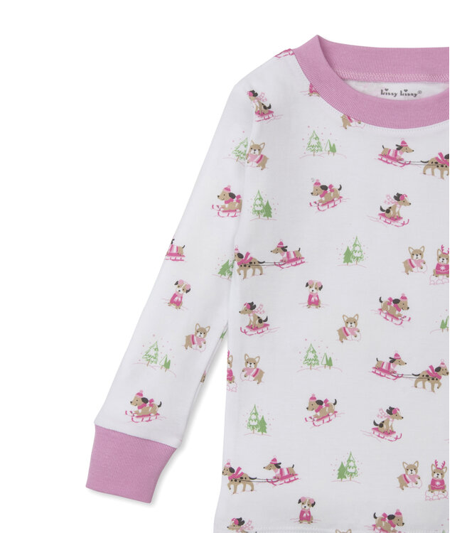 Kissy Kissy Pink Puppy's Sleigh Riding Fun PJ Set