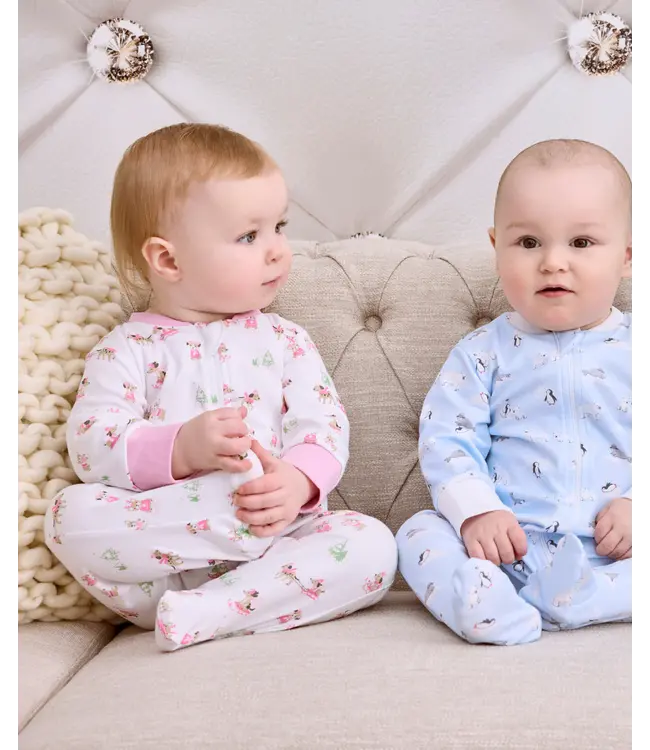 Kissy Kissy Pink Puppy's Sleigh Riding Fun Footie w/ Zip