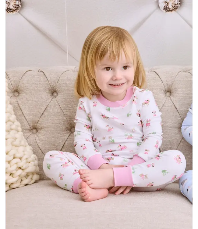 Kissy Kissy Pink Puppy's Sleigh Riding Fun PJ Set