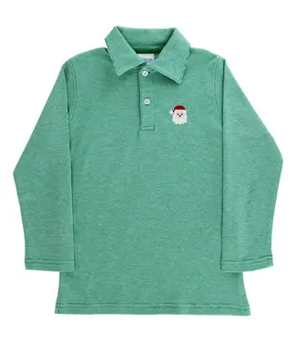 Bailey Boys Embroidered Kelly Green Knit Santa Polo