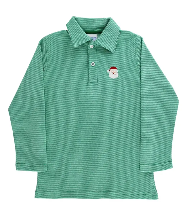 Bailey Boys Embroidered Kelly Green Knit Santa Polo