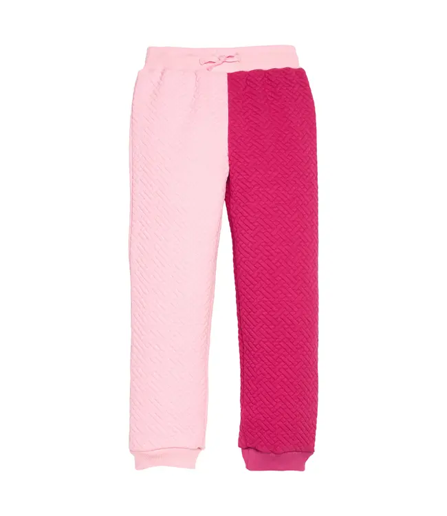 Bisby Pink & Cranberry Quilted Trellis Color Block Jogger