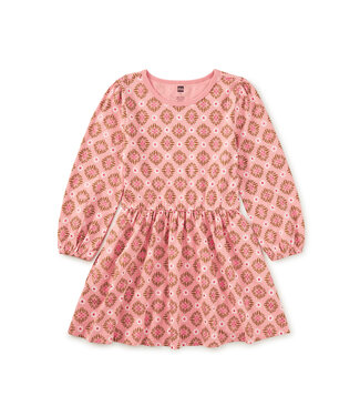 Tea Collection Metallic Chrysanthemums Blouson Sleeve Pocket Dress