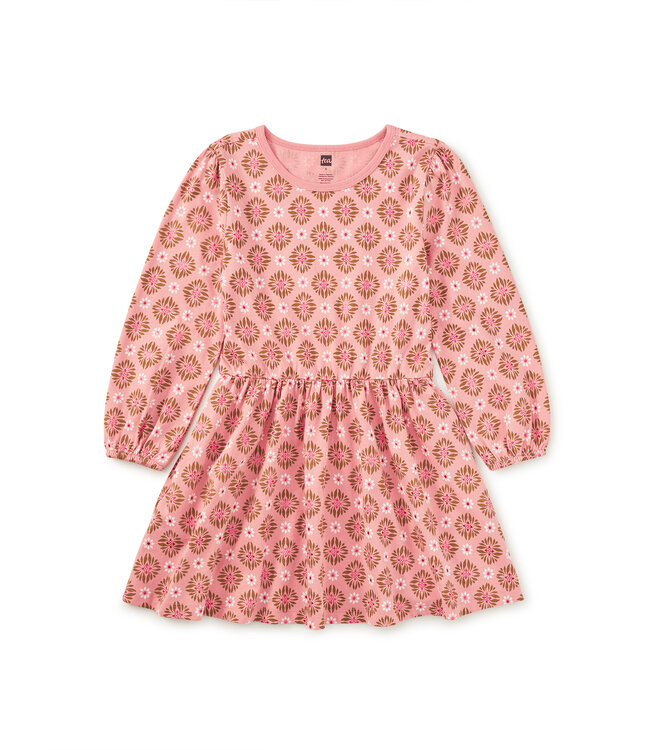 Tea Collection Metallic Chrysanthemums Blouson Sleeve Pocket Dress