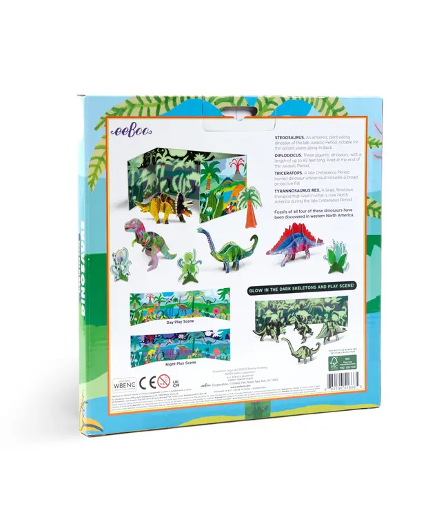 eeboo Dino 3D Glow in the Dark Building Set