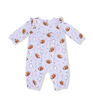 Angel Dear Artic Ice Touchdown Time Lavender Ruffle Sleeve Romper