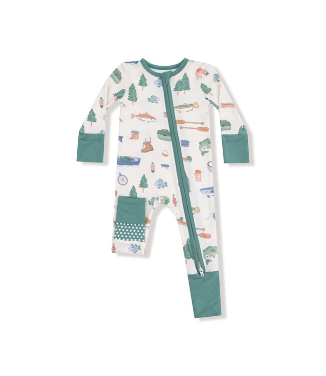 Angel Dear Frosty Spruce Fishing Things 2 Way Zip Romper