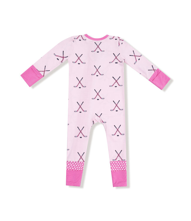 Angel Dear Pink Hockey 2 Way Zip Romper
