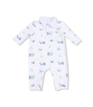Angel Dear Blue/White Golf Carts Polo Romper