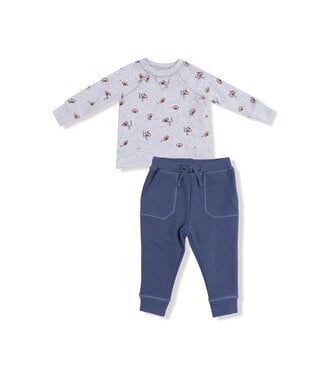 Angel Dear Gray Football Field Goal Sweatshirt/Jogger Set