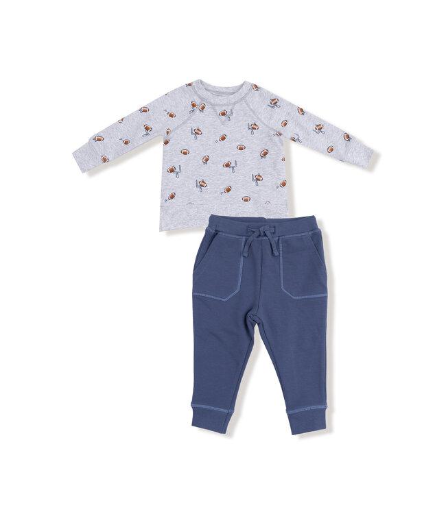 Angel Dear Gray Football Field Goal Sweatshirt/Jogger Set