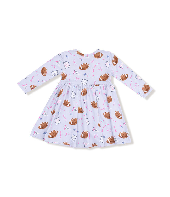 Angel Dear Touchdown Time Lavender Twirly L/S Dress