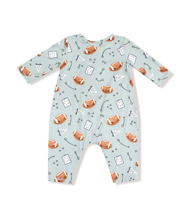 Angel Dear Blue Touchdown Time L/S Henley Romper