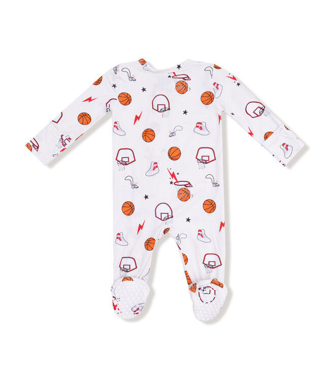 Angel Dear Ivory/Red Basketball 2 Way Zip Footie