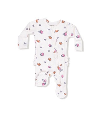 Angel Dear Footballs & Bows 2 Way Zip Ruffle Back Footie