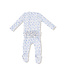 Angel Dear White/Blue Romi Floral 2 Way Zip Ruffle Back Footie