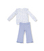 Angel Dear Romi Floral Ruffle Shoulder Rib Shirt & Flare Pant