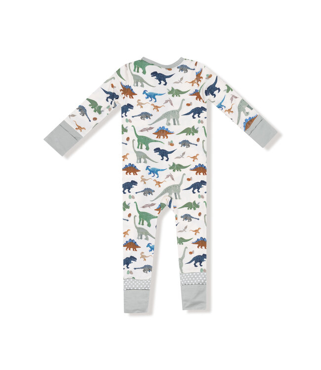 Angel Dear Ivory/Green Washy Dinos 2 Way Zip Romper