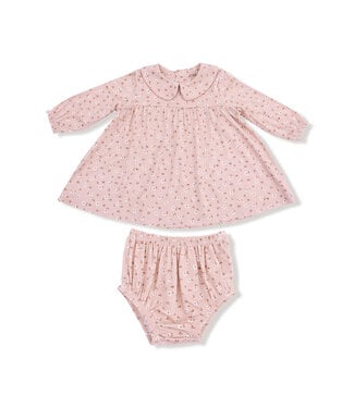 Angel Dear Dusty Rose Carrie Floral Pink Bamboo L/S Dress/Diaper Cover
