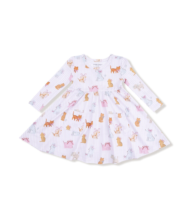 Angel Dear White/Purple Fancy Pets Twirly L/S Dress